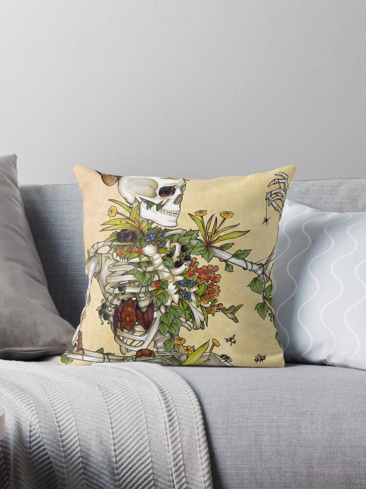 Thumbnail 1 of 4, Pillow, Bones and Botany designed and sold by edemoss.