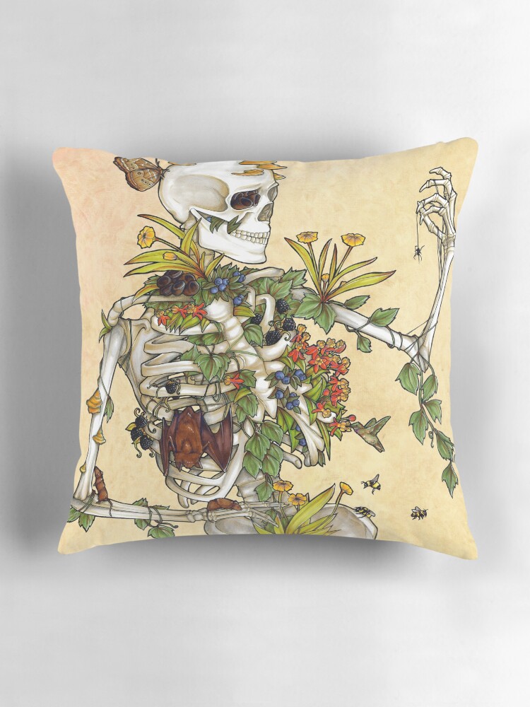 Thumbnail 3 of 4, Pillow, Bones and Botany designed and sold by edemoss.