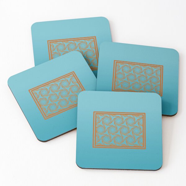 Item preview, Tropical orange swirly pattern on a gradient turquoise background  designed and sold by PetaJaneHome.
