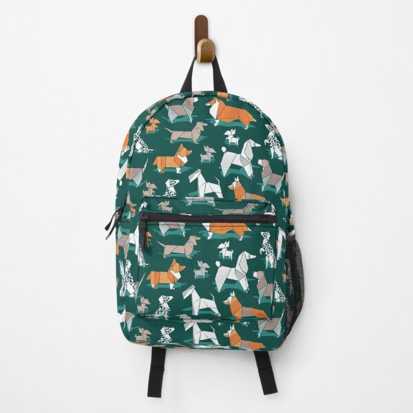 Item preview, Fabric by the Yard Origami doggie friends // green background paper Chihuahuas Dachshunds Corgis Beagles German Shepherds Collies Poodles Terriers Dalmatians designed and sold by SelmaCardoso.