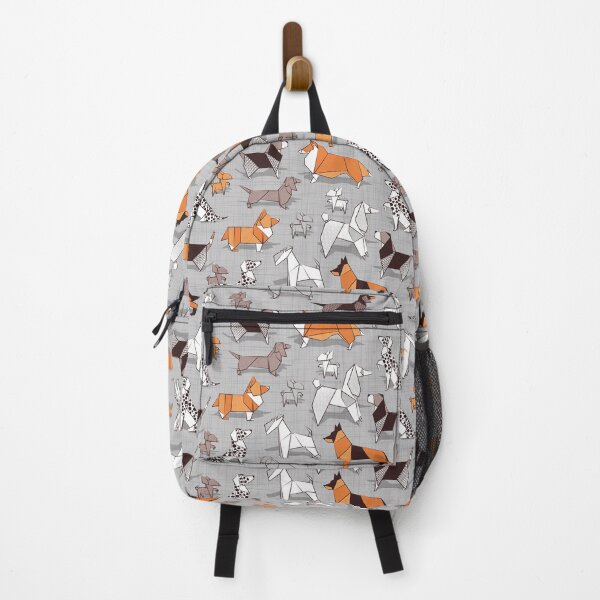 Item preview, Origami doggie friends // grey linen texture background designed and sold by SelmaCardoso.
