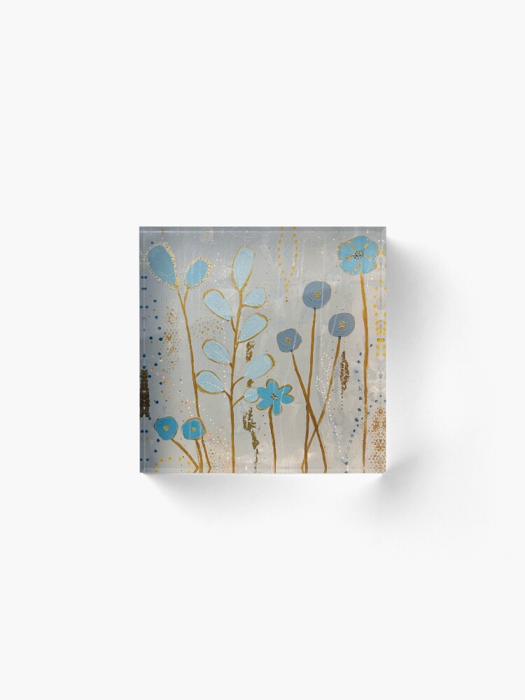 Alternate view of Big Blue Flower Acrylic Block