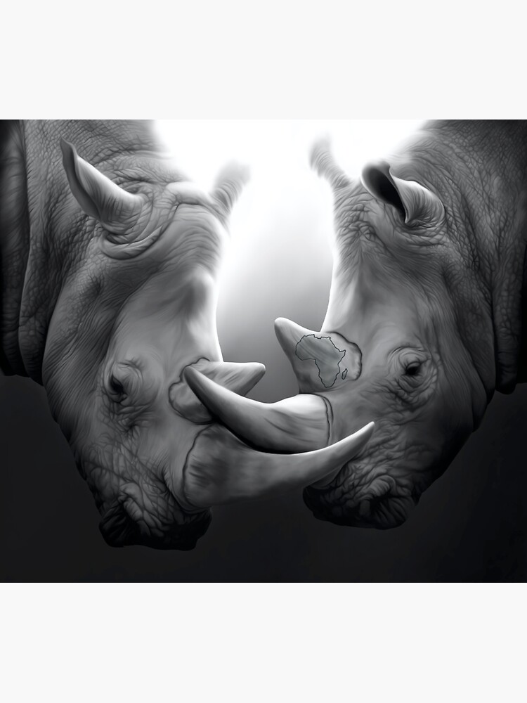 "Black and White Rhino" Sticker for Sale by Cray4Art Redbubble