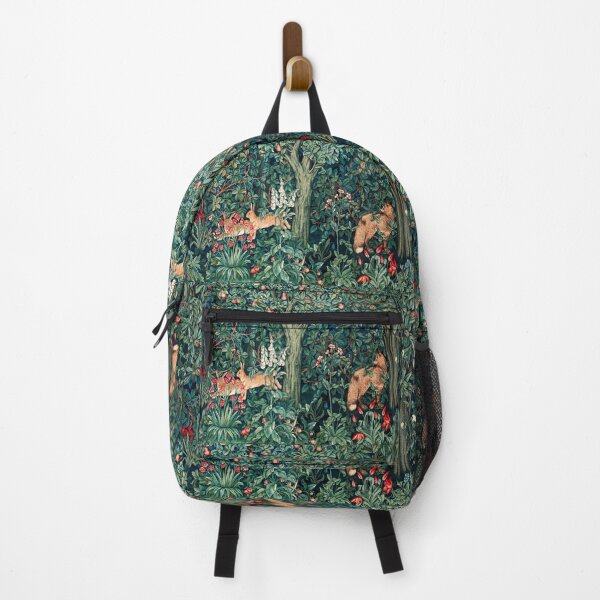 Item preview, GREENERY, FOREST ANIMALS Fox and Hares Blue Green Floral Tapestry designed and sold by BulganLumini.
