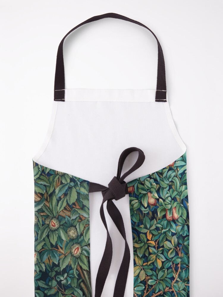 Thumbnail 5 of 6, Apron, GREENERY, FOREST ANIMALS Fox and Hares Blue Green Floral Tapestry designed and sold by BulganLumini.