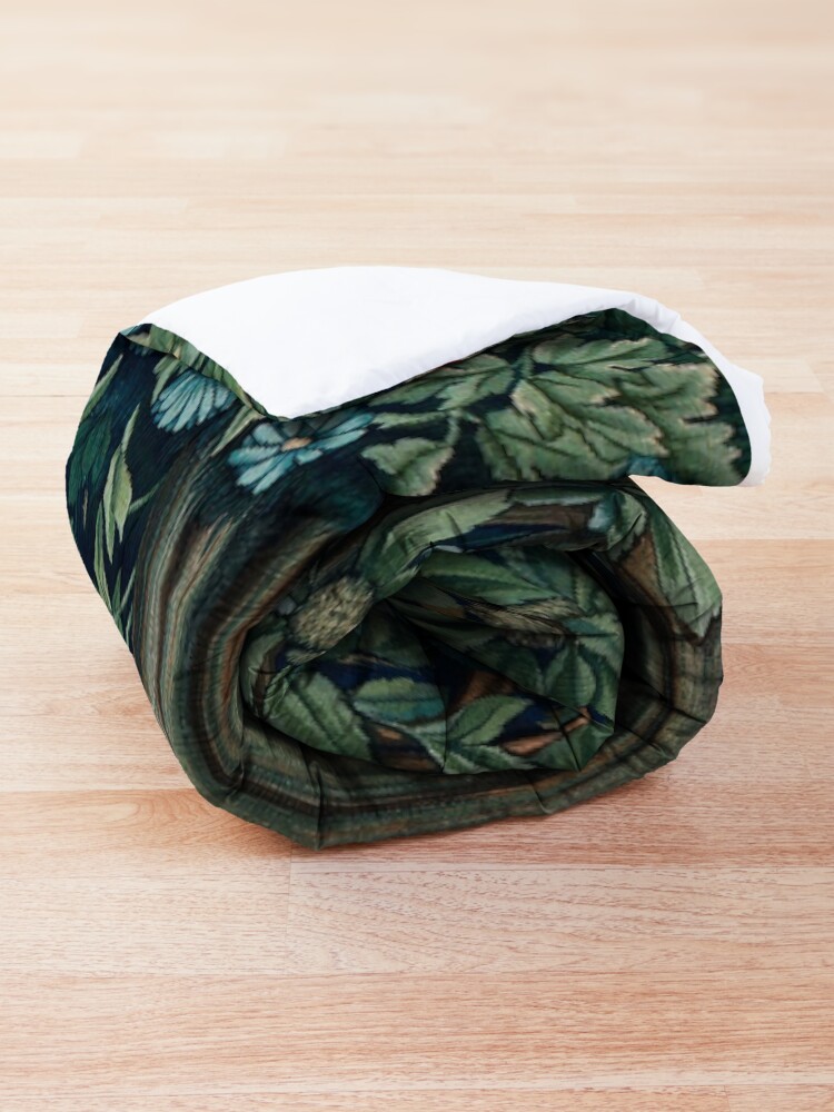 Alternate view of GREENERY, FOREST ANIMALS Fox and Hares Blue Green Floral Tapestry Comforter