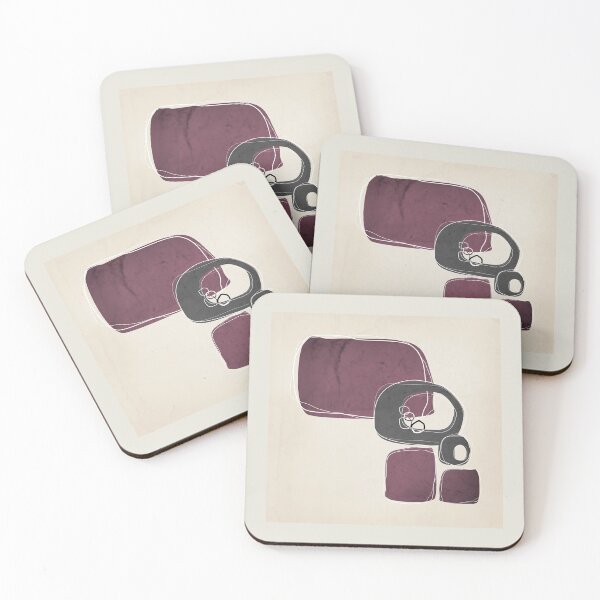 Item preview, Retro Abstract Design in Charcoal Grey and Mulberry designed and sold by simplydesignart.