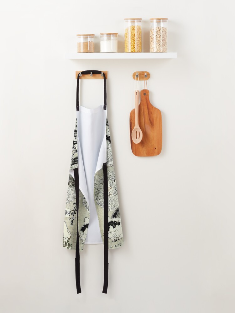 Alternate view of BLACK WHTE JAPANESE CATS Study Apron