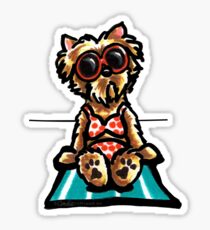 Beach Babe Yorkie Sticker