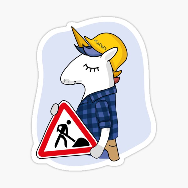 construction unicorn Sticker