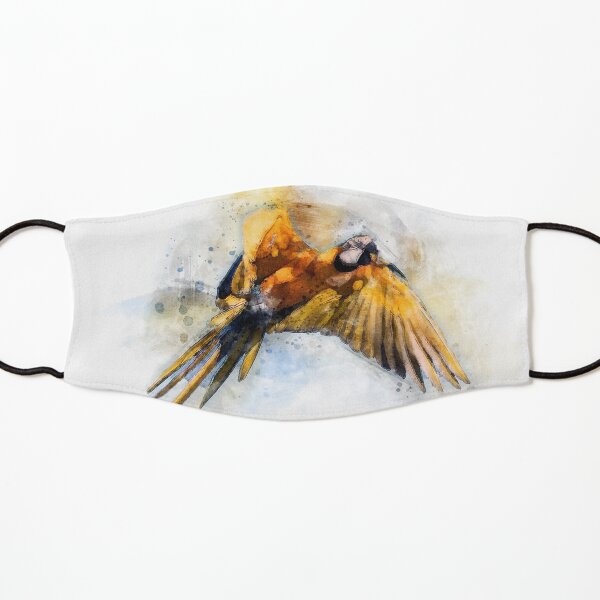 nom scientifique: effet de peinture aquarelle Ara Ararauna basé sur une photo sur fond blanc. Masque enfant
