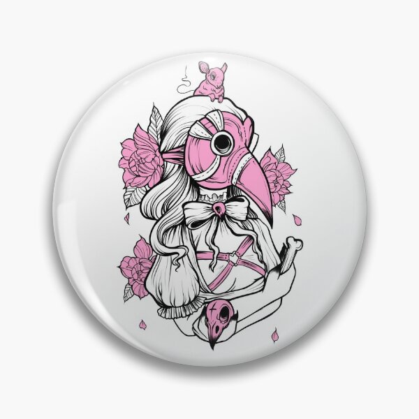 Item preview, Plague Doctress Art Print, pastel goth, tattoo inspired, spooky sweet designed and sold by LoisGoody.