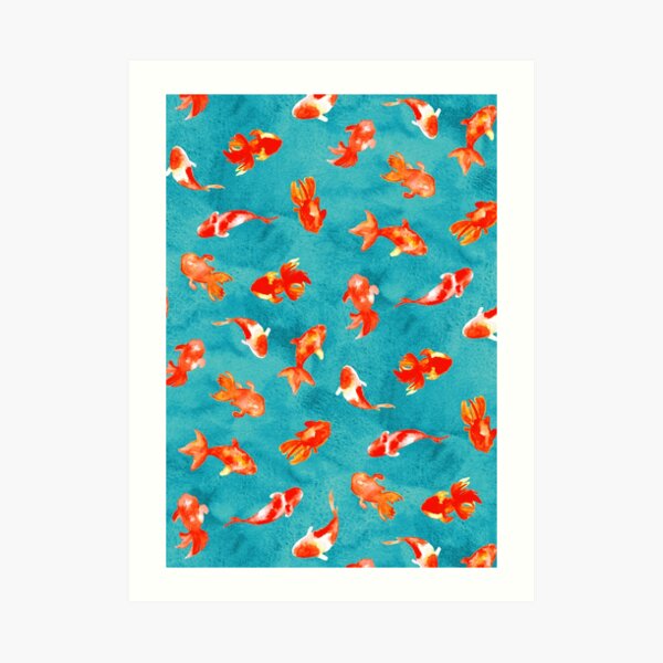 Watercolor Goldfish Pond Art Print