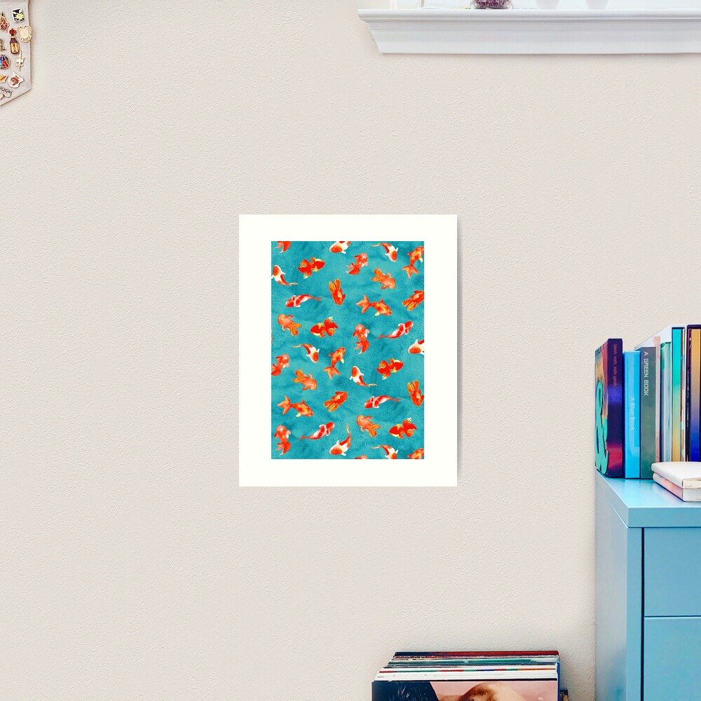 Watercolor Goldfish Pond Art Print