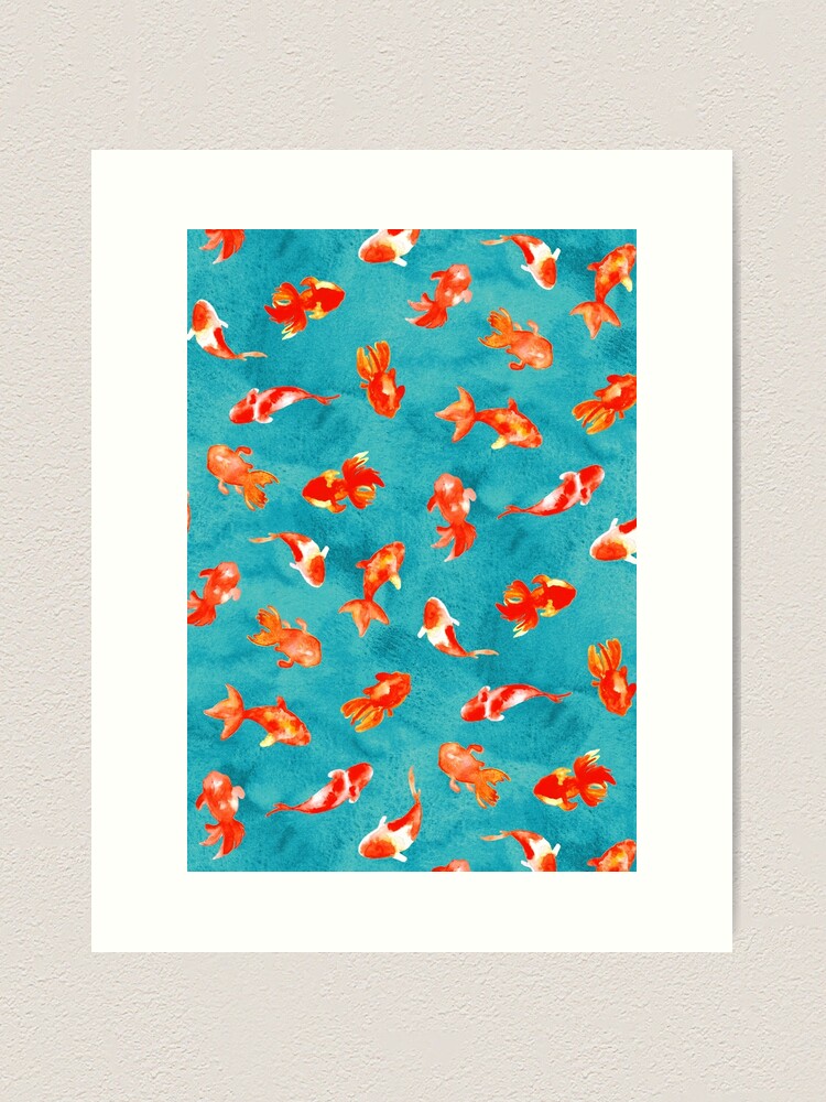 Alternate view of Watercolor Goldfish Pond Art Print