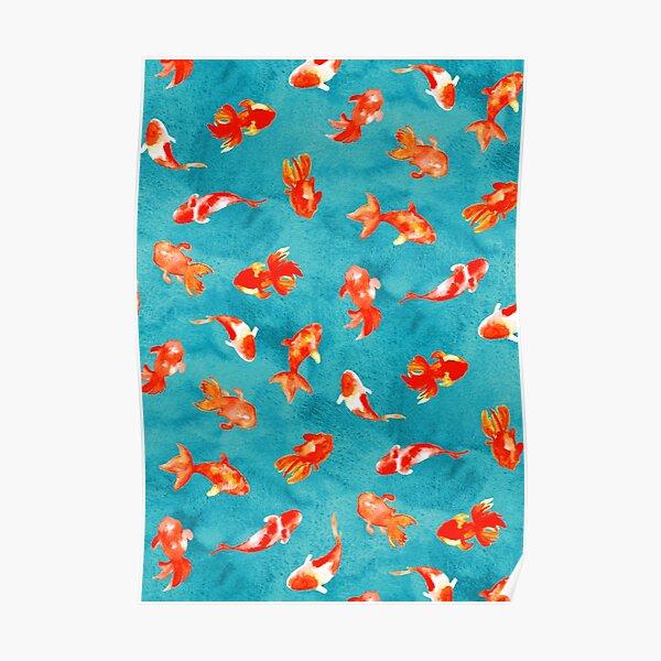 Watercolor Goldfish Pond  Poster