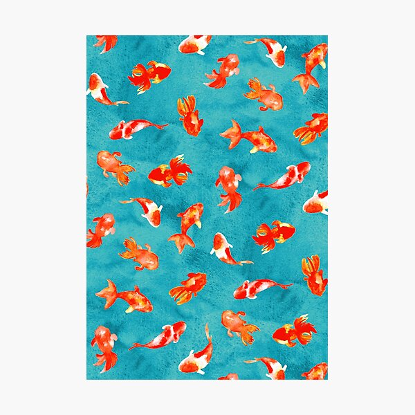 Watercolor Goldfish Pond  Photographic Print