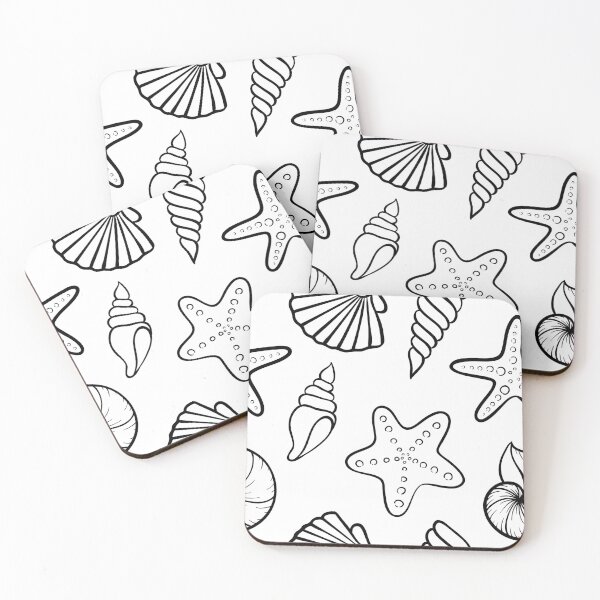 Item preview, Black and white Seashell seamless pattern. designed and sold by Yevheniia Hulinska.