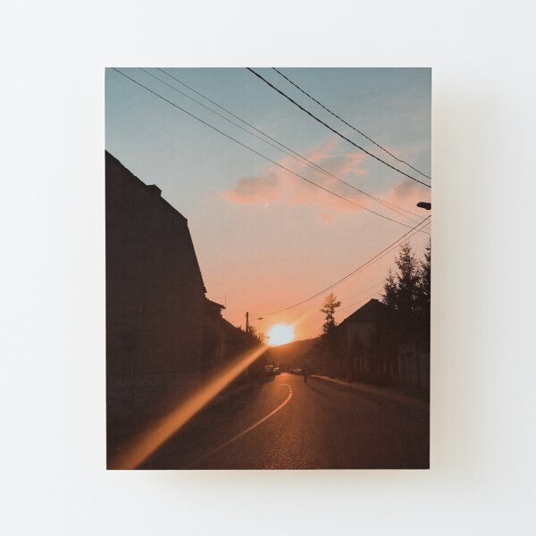 Street Sunset Wood Mounted Print