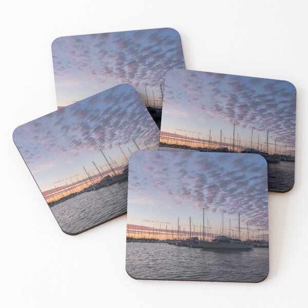 Item preview, Marina Sunset - Silhouetted Yachts and Breezy Cloud Patterns designed and sold by Georgia Mizuleva.
