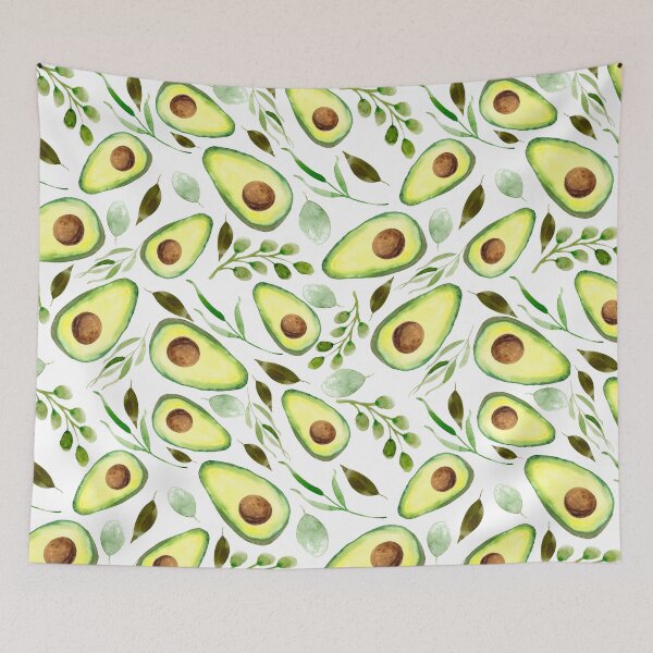 Item preview, Avocados and Greenery | Watercolor | Pattern designed and sold by Harpley Design Studio.