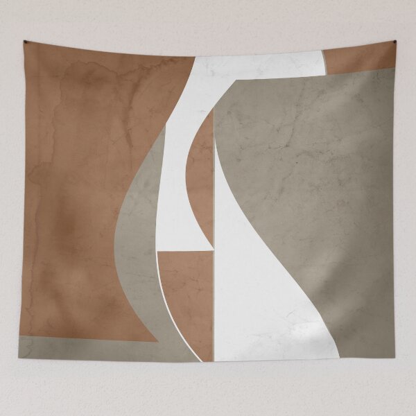 Item preview, Contemporary Textured Abstract Shapes in Cinnamon, White and Taupe designed and sold by simplydesignart.