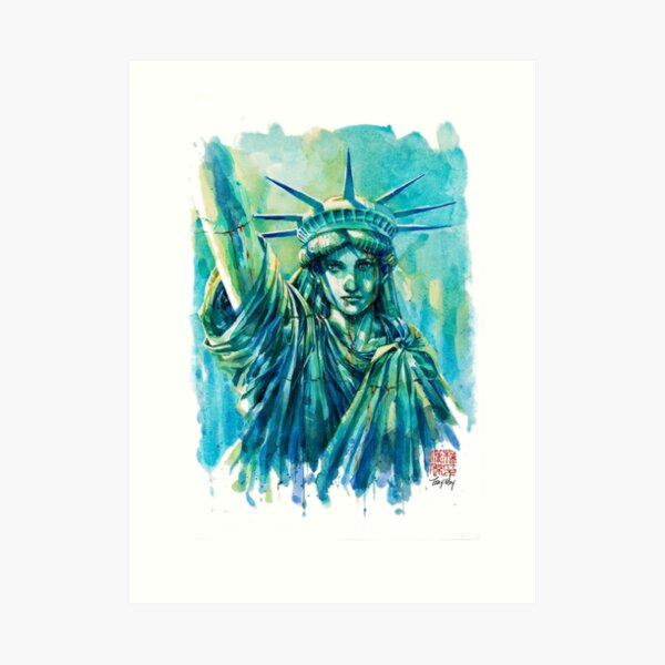 Lady Liberty Resolute Original Watercolor Art Print