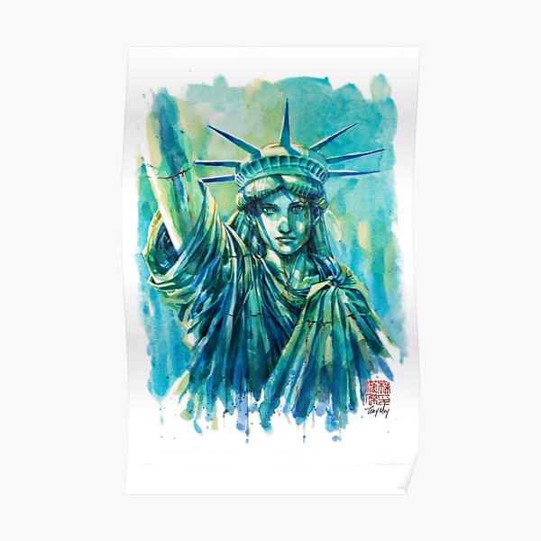 Lady Liberty Resolute Original Watercolor Poster