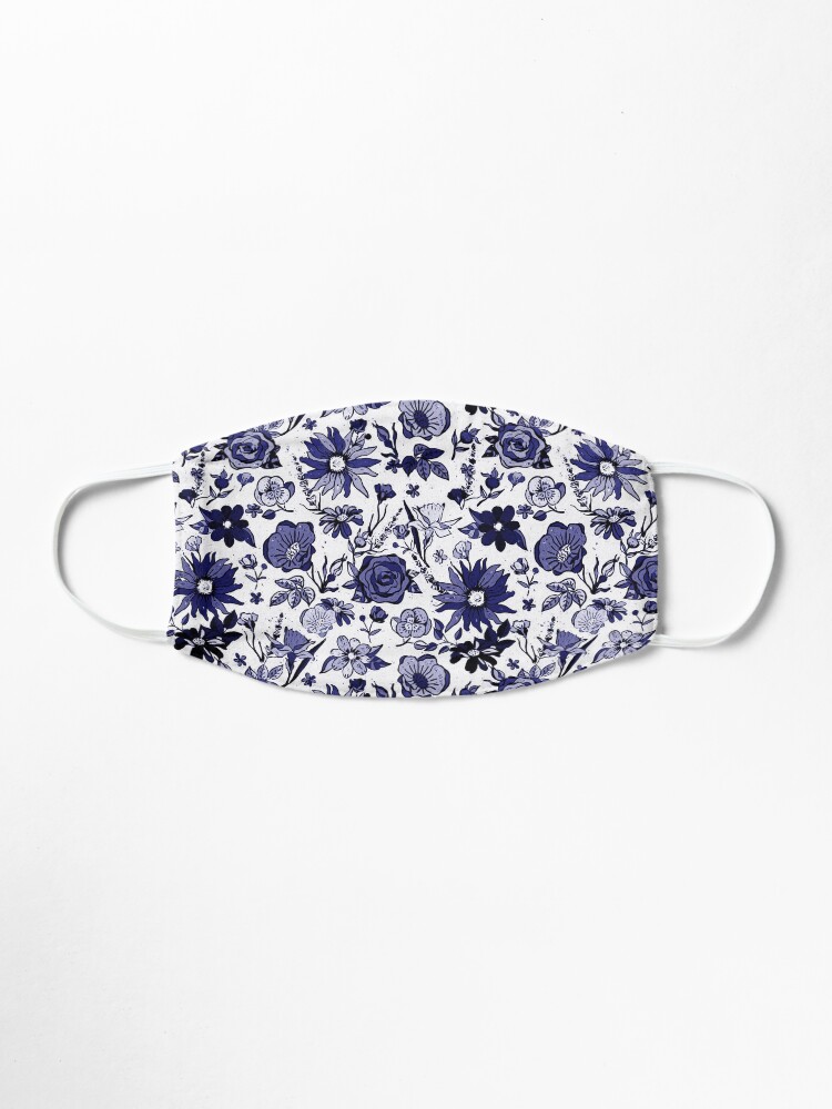 Alternate view of Navy Blue & White China Chintz Mask