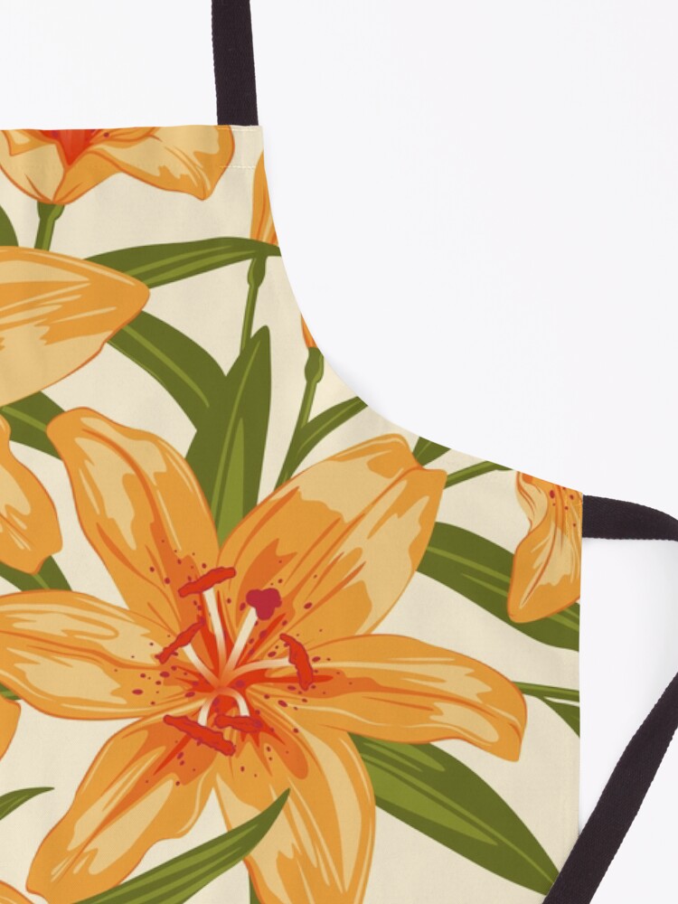 Alternate view of Orange Lilies. Flower illustration Apron