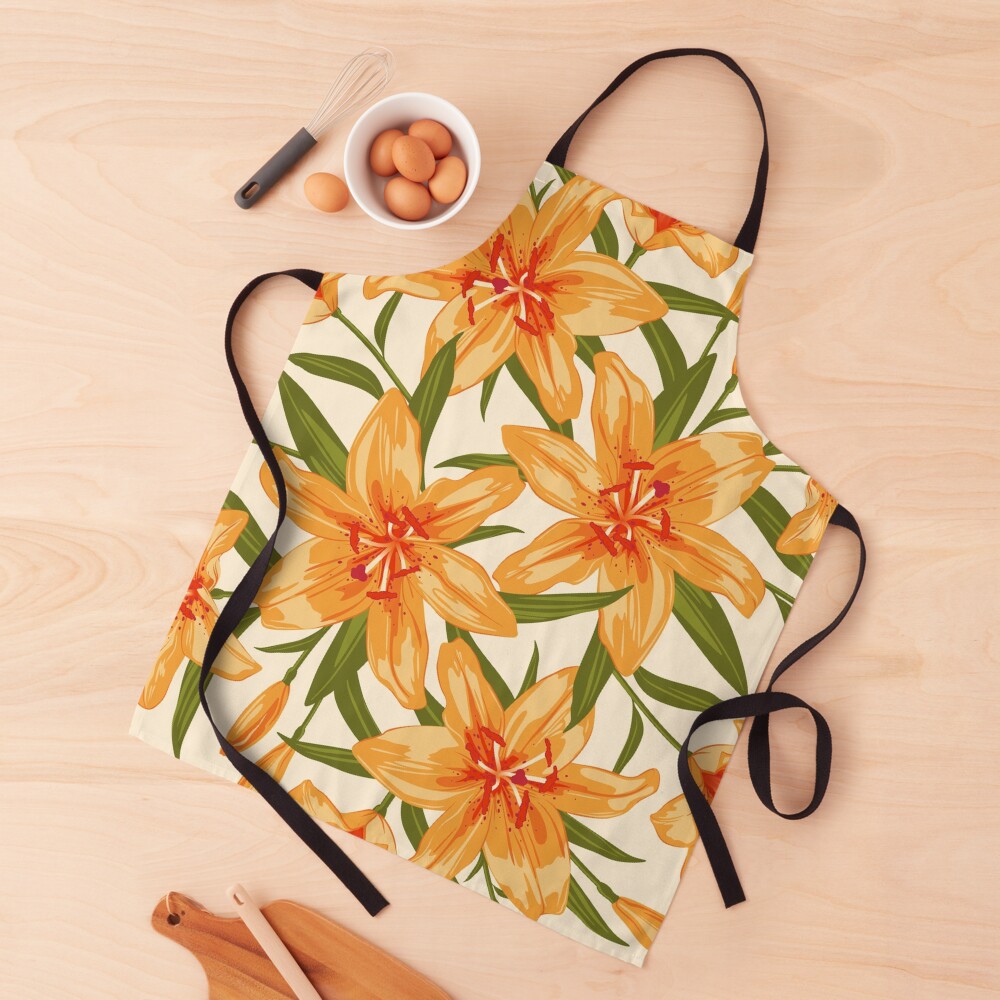 Orange Lilies. Flower illustration Apron