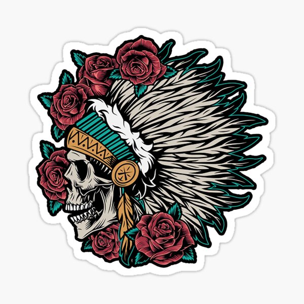 Vista previa del artículo con la obra «Cráneo indio con tocado», diseñado y vendido por ozumdesigns.