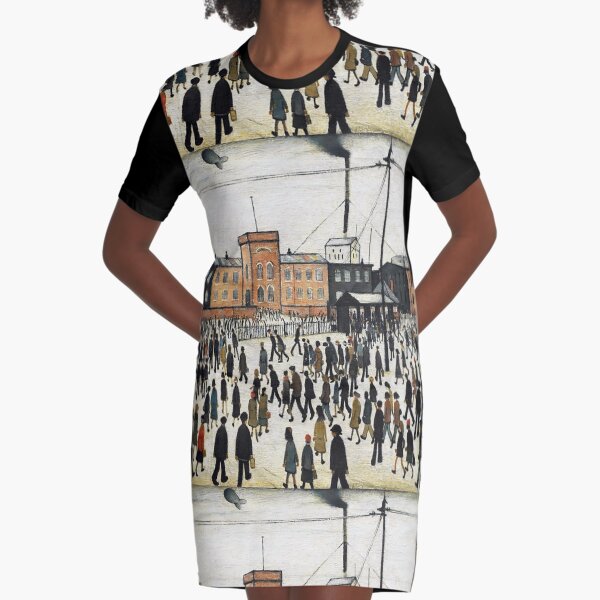 LOWRY, Artist, Matchstick men, Laurence Stephen Lowry, Going to Work. Graphic T-Shirt Dress