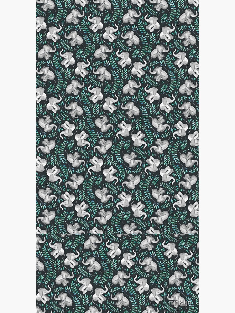 Laughing Baby Elephants – emerald and turquoise by micklyn