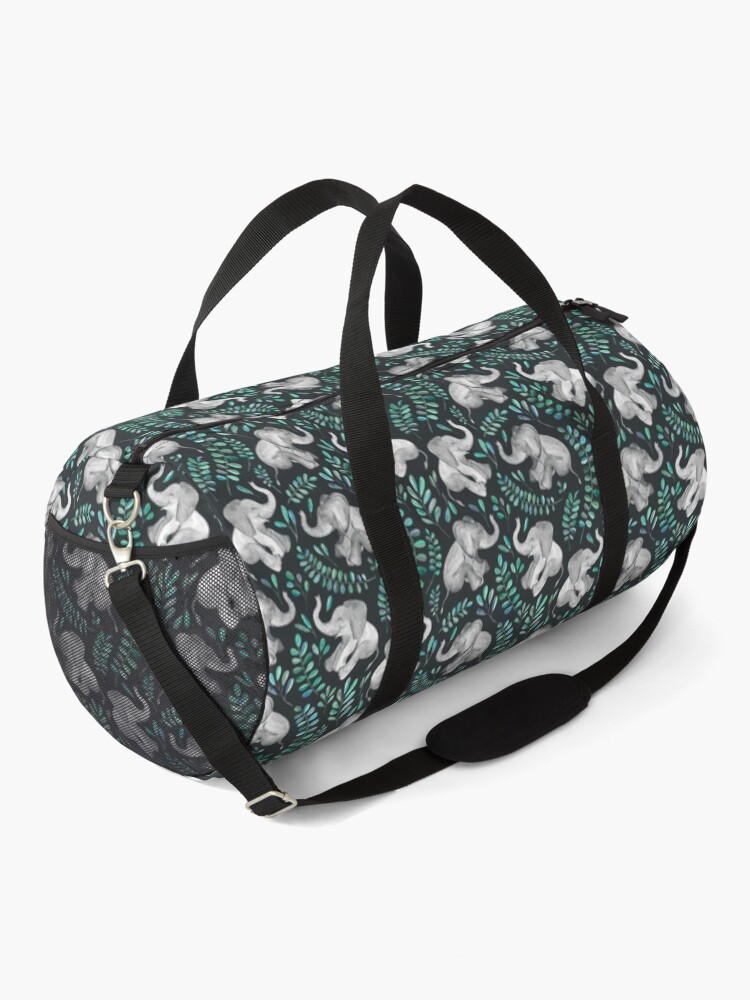 Alternate view of Laughing Baby Elephants – emerald and turquoise Duffle Bag