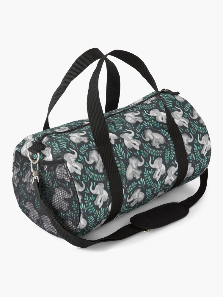 Alternate view of Laughing Baby Elephants – emerald and turquoise Duffle Bag