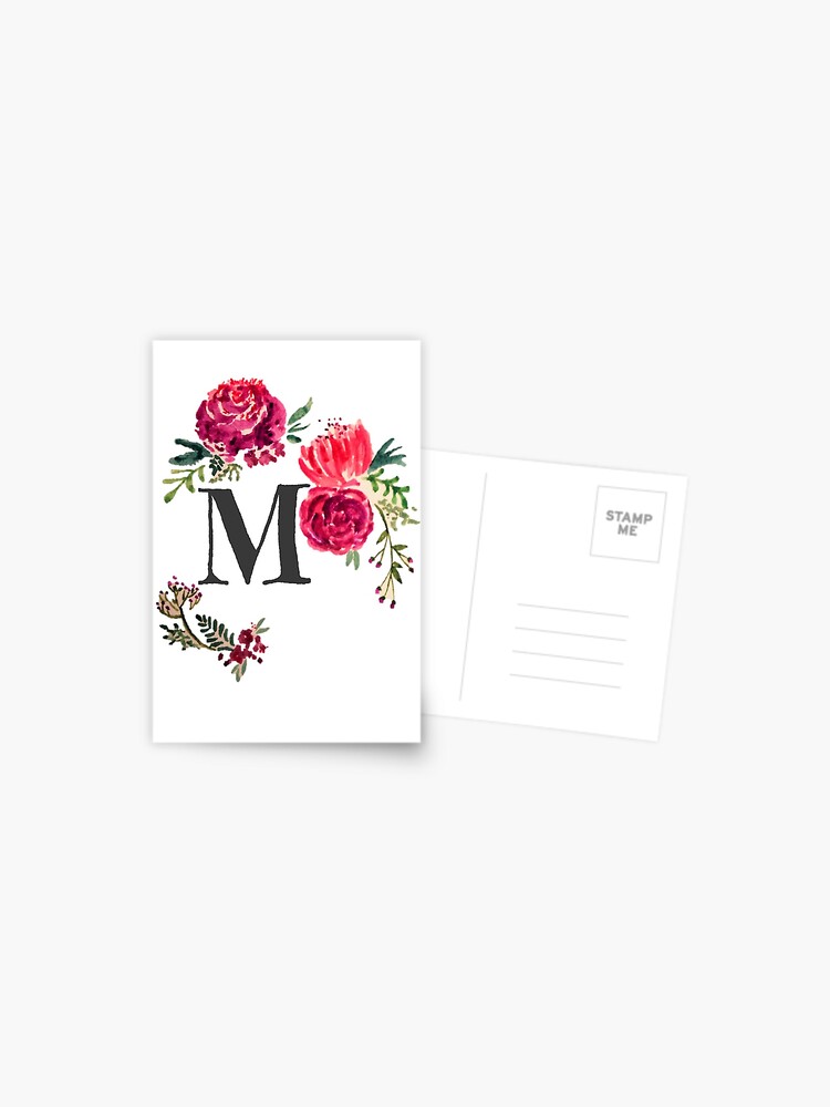 Floral Monogram Watercolor Letter M Postcard for Sale by SaraLoone