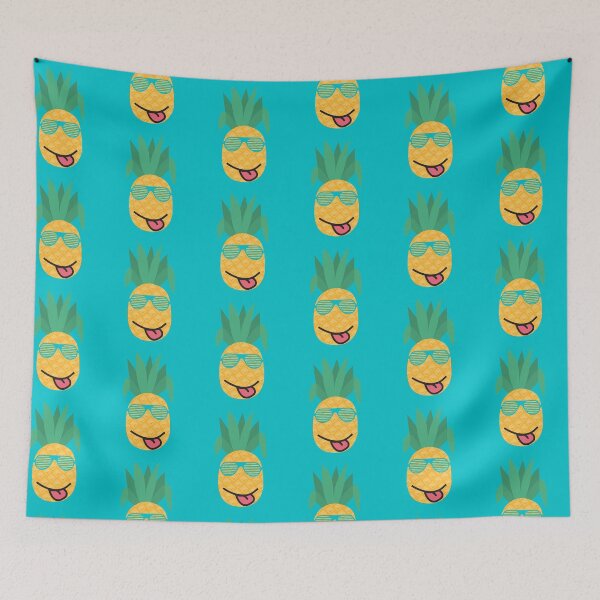 Item preview, Cute Smiling Pineapple with Sunglasses (Blue Background) designed and sold by AJ505.