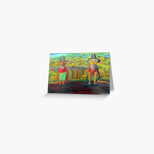 379 - TWO WELSH CATS - DAVE EDWARDS - COLOURED PENCILS - 2013 Greeting Card