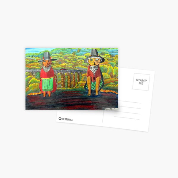 379 - TWO WELSH CATS - DAVE EDWARDS - COLOURED PENCILS - 2013 Postcard