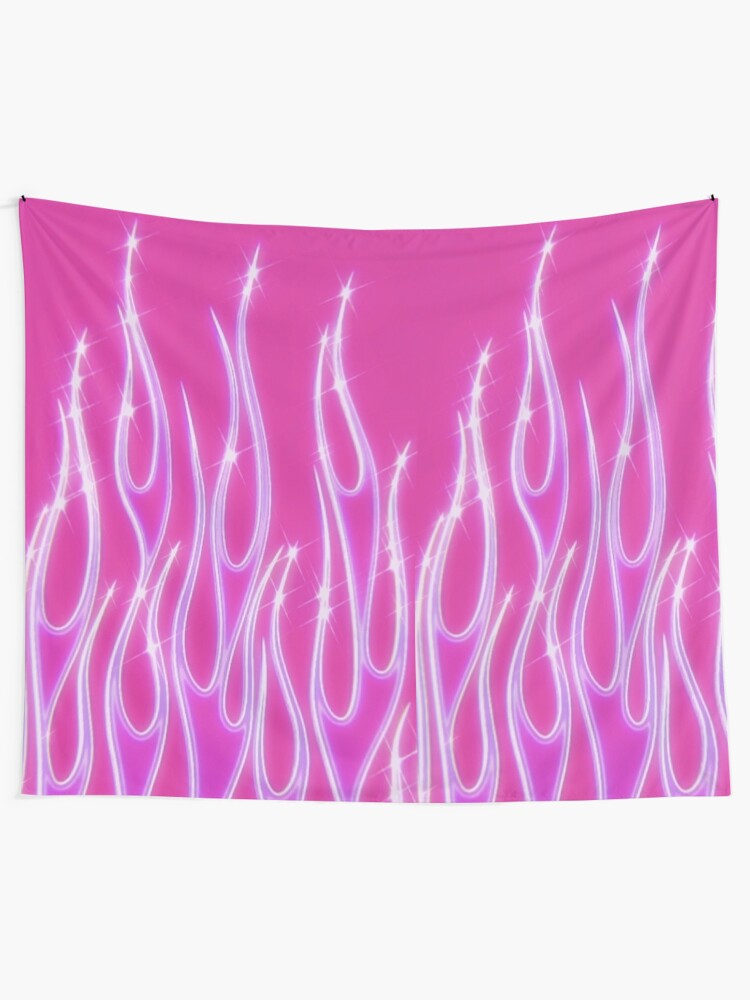 Alternate view of pink flames Tapestry