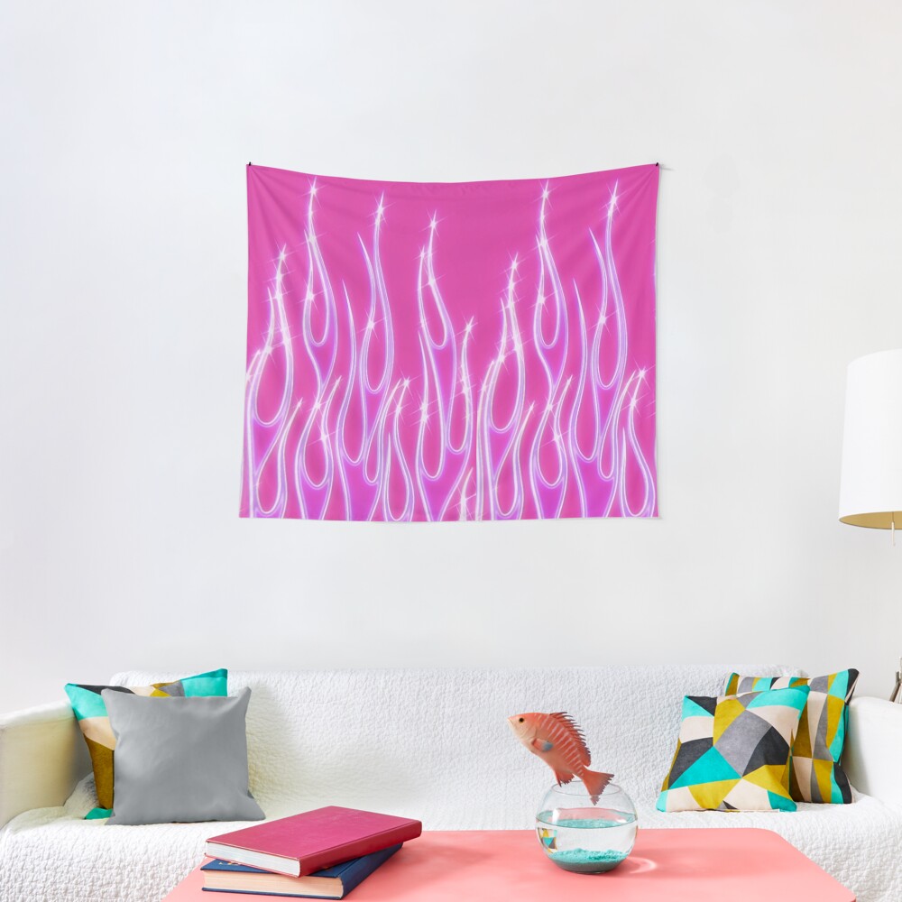 pink flames Tapestry