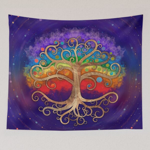 Item preview, Tree of life Golden Swirl and Rainbow designed and sold by k9printart.
