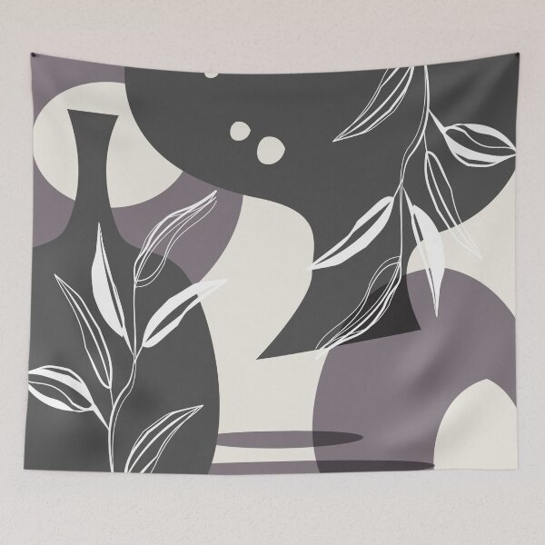 Item preview, Abstract - Leaves and Vases in Grey  and Aubergine 4  designed and sold by simplydesignart.