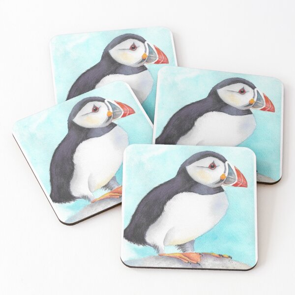 Item preview, Puffin watercolour bird painting designed and sold by susanvarleyart.