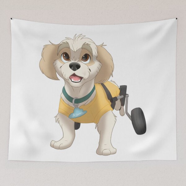Item preview, Albert on Wheels white wheelchair dog designed and sold by Isa Bredt.