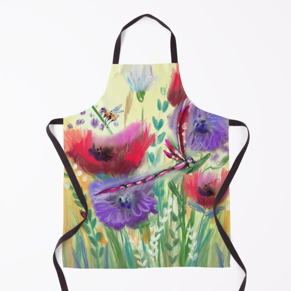 Poppy Meadow Purple Dandelions Apron