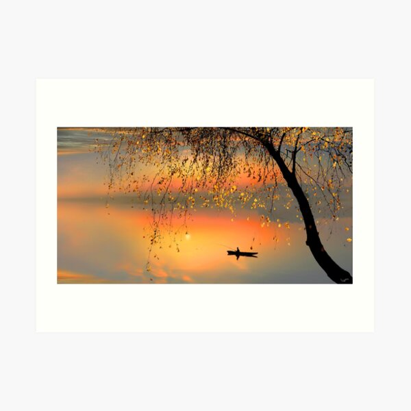 Fishing Sunset Art Print