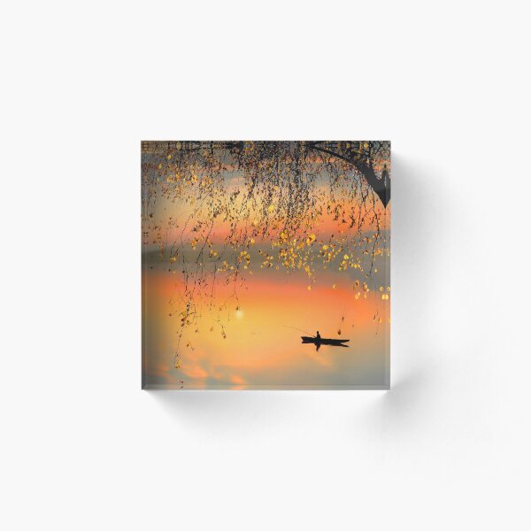 Fishing Sunset Acrylic Block