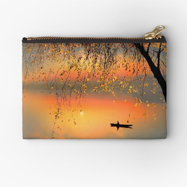 Fishing Sunset Zipper Pouch